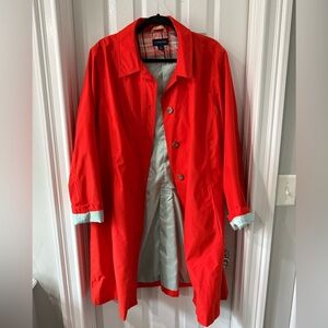 Lands' End Bright Red Orange Trench Coat Women’s XL 16-18 gently used